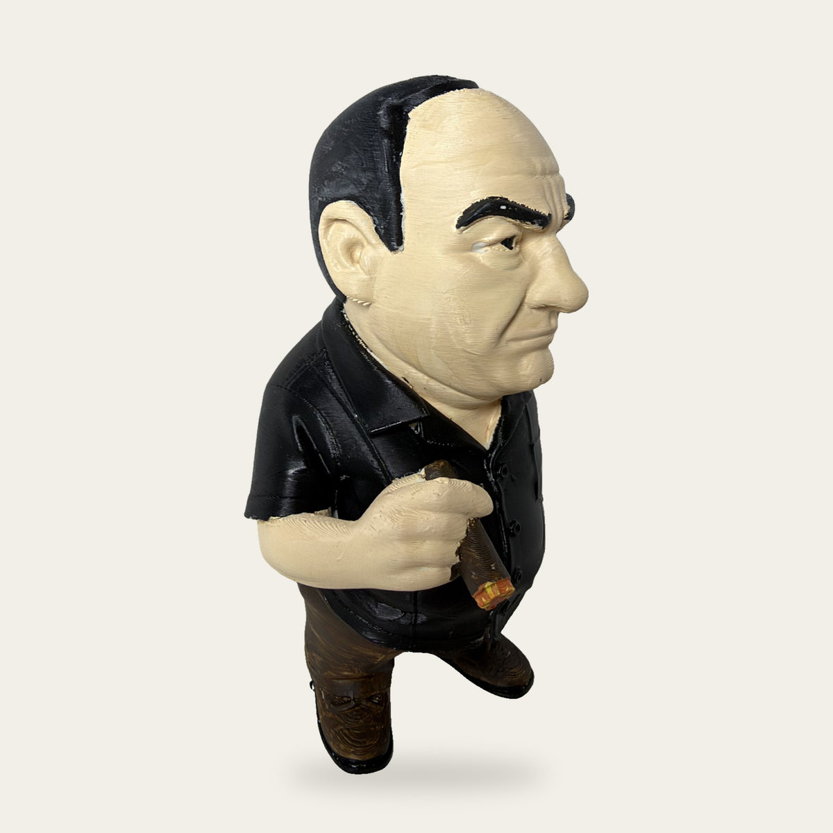 Cigar Boss 3D printed hand-painted figurine, three-quarter view