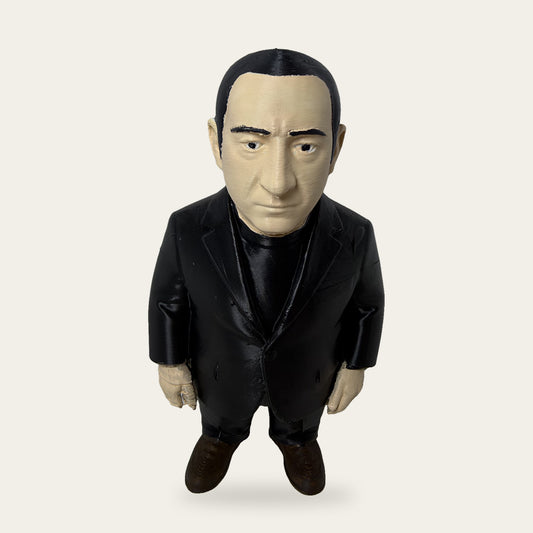 Ponytail in Black 3D printed hand-painted figurine, front view