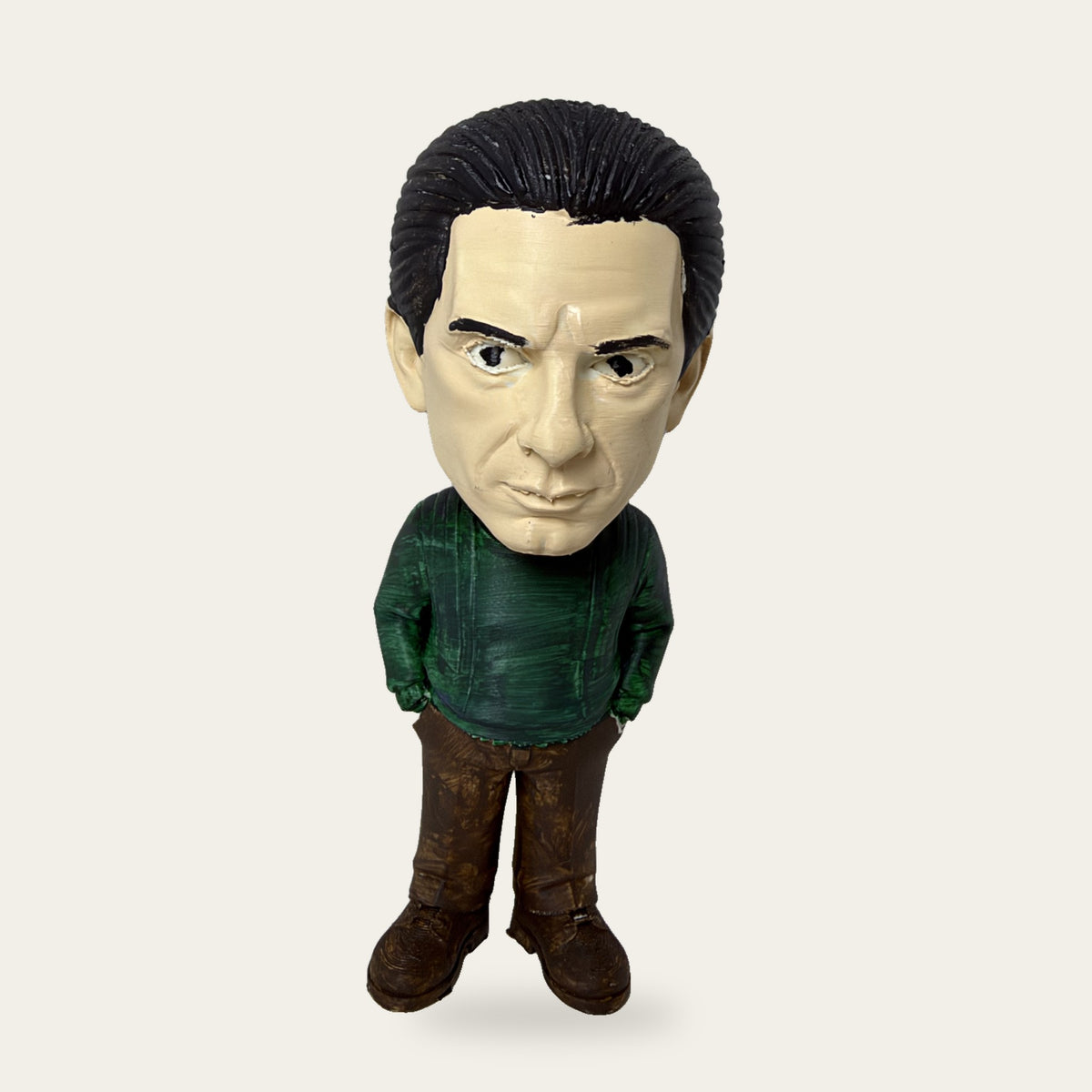 Green Shirt Wiseguy 3D printed hand-painted figurine, front view