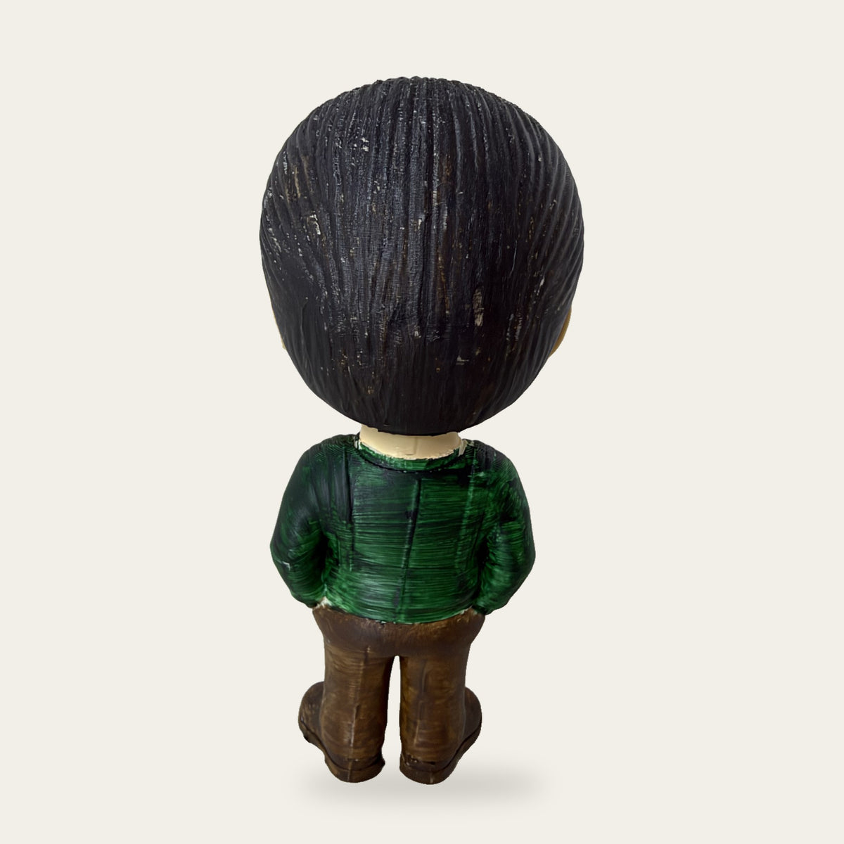 Green Shirt Wiseguy 3D printed hand-painted figurine, back view