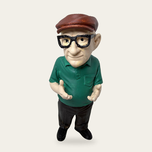 Flat Cap Old Timer 3D printed hand-painted figurine, front view