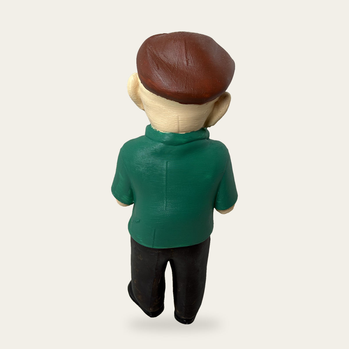 Flat Cap Old Timer 3D printed hand-painted figurine, back view